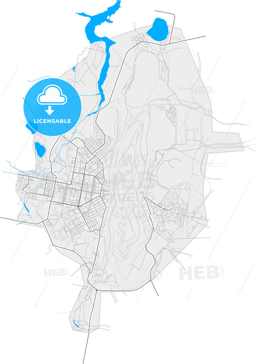 Asbest, Sverdlovsk Oblast, Russia, high quality vector map