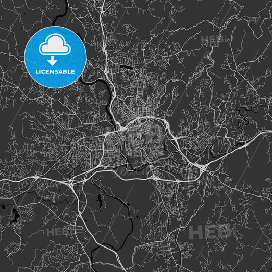 Asheville, North Carolina - Area Map - Dark