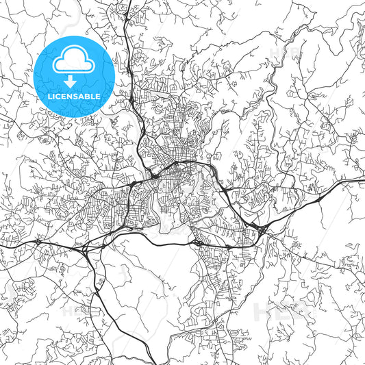 Asheville, North Carolina - Area Map - Light