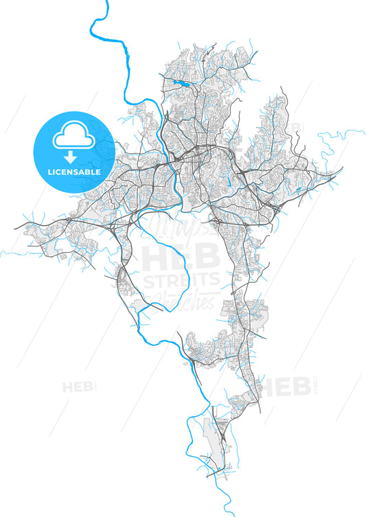 Asheville, North Carolina, United States, high quality vector map