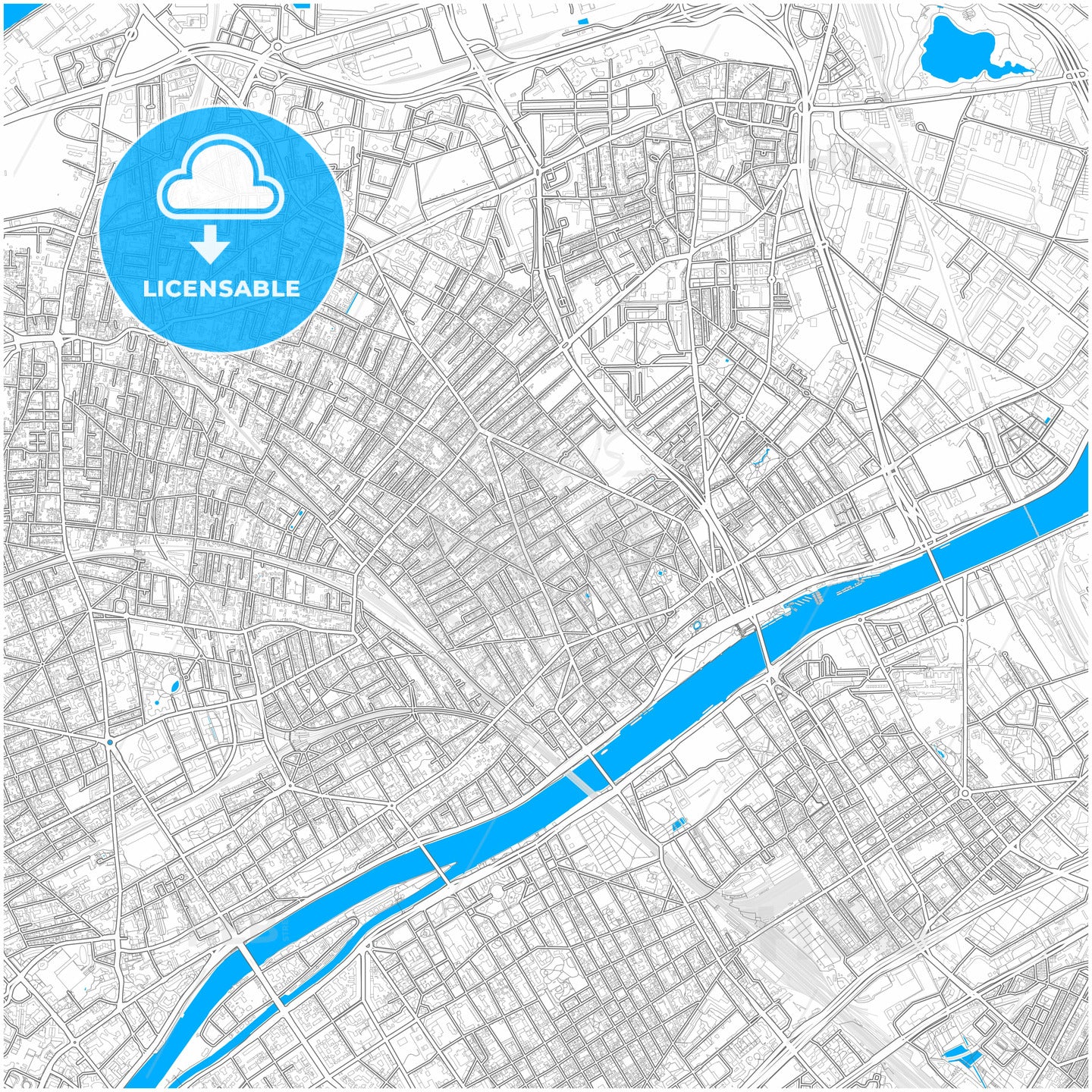 Asnières-sur-Seine, France, city map with high quality roads.