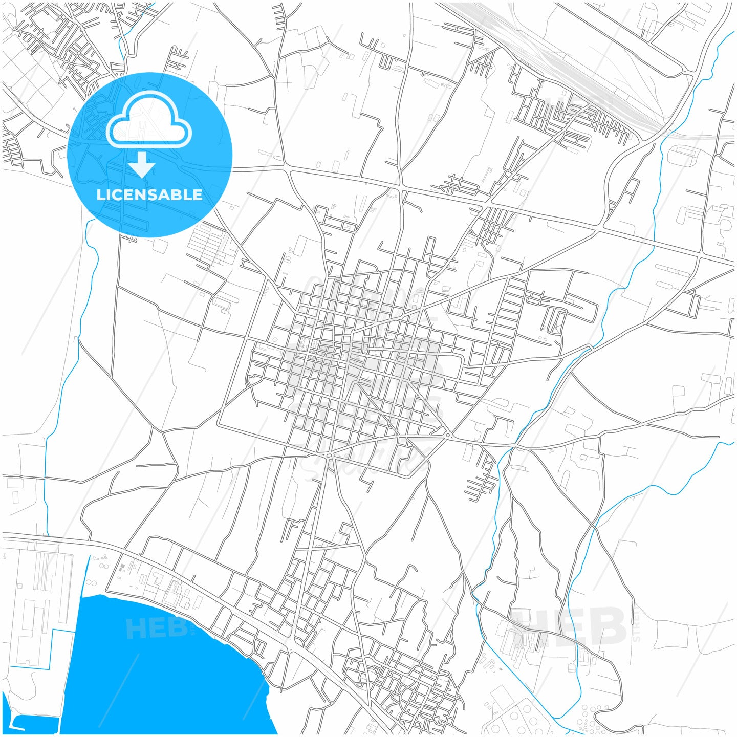 Aspropyrgos, Attica, Greece, city map with high quality roads.