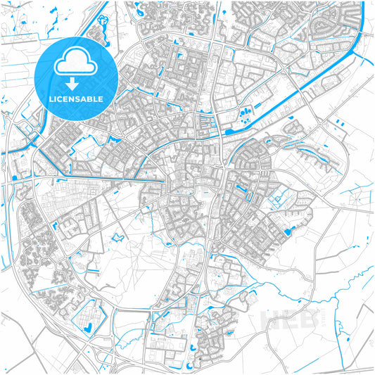 Assen, Drenthe, Netherlands, city map with high quality roads.