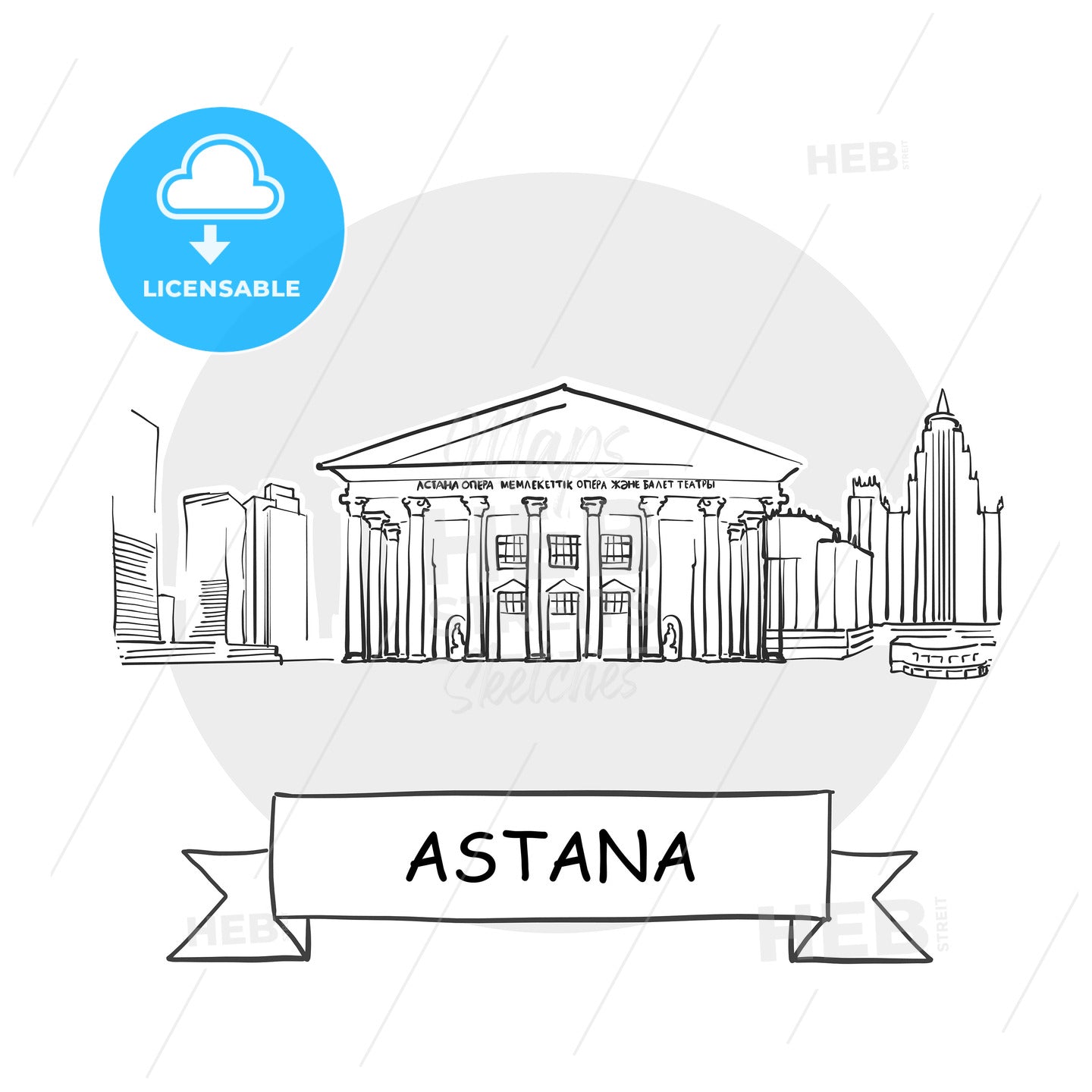 Astana Cityscape Vector Sign – instant download