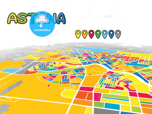 Astana, Kazakhstan, downtown map in perspective