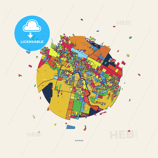 Astana Kazakhstan colorful confetti map