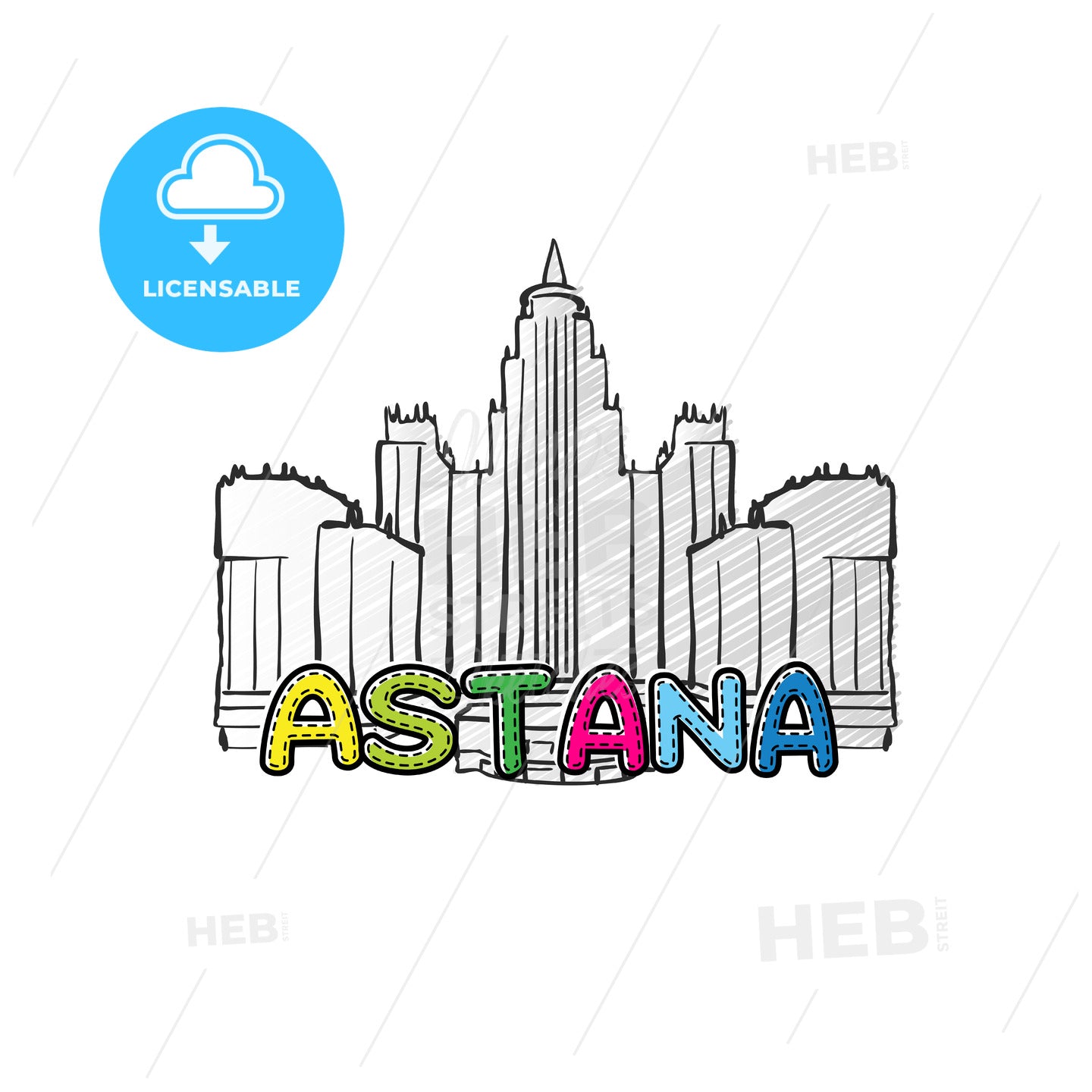Astana beautiful sketched icon – instant download