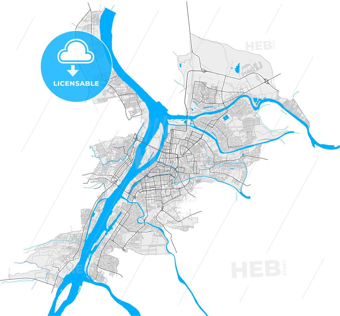 Astrakhan, Astrakhan Oblast, Russia, high quality vector map