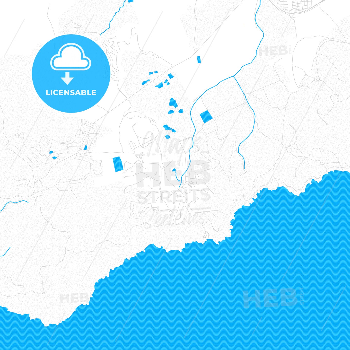 Atamaría, Spain PDF vector map with water in focus
