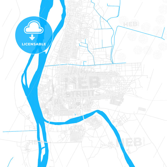 Atbara, Sudan PDF vector map with water in focus