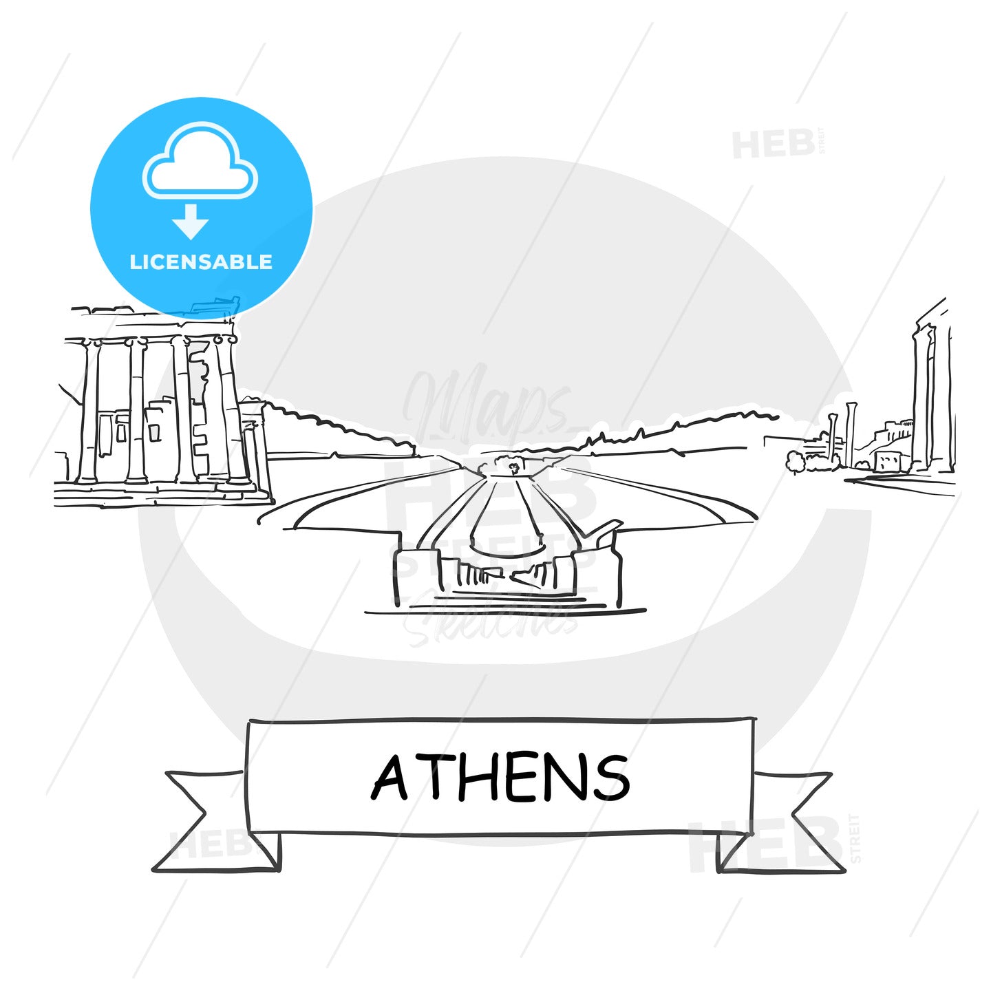 Athens Cityscape Vector Sign – instant download