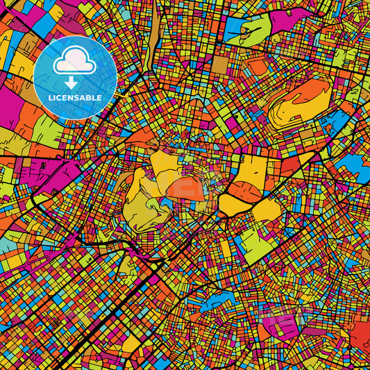 Athens Colorful Vector Map on Black