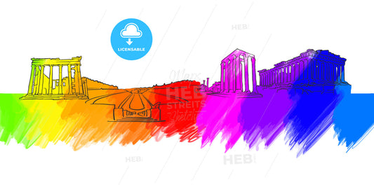 Athens Greece Colorful Landmark Banner – instant download