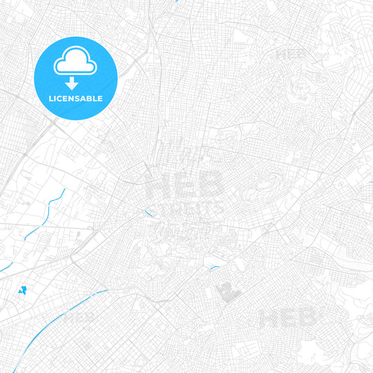Athens, Greece PDF vector map with water in focus