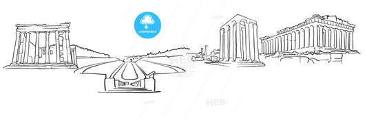 Athens Greece Panorama Sketch – instant download