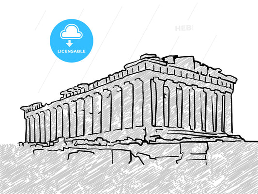 Athens, Greece famous temple sketch – instant download