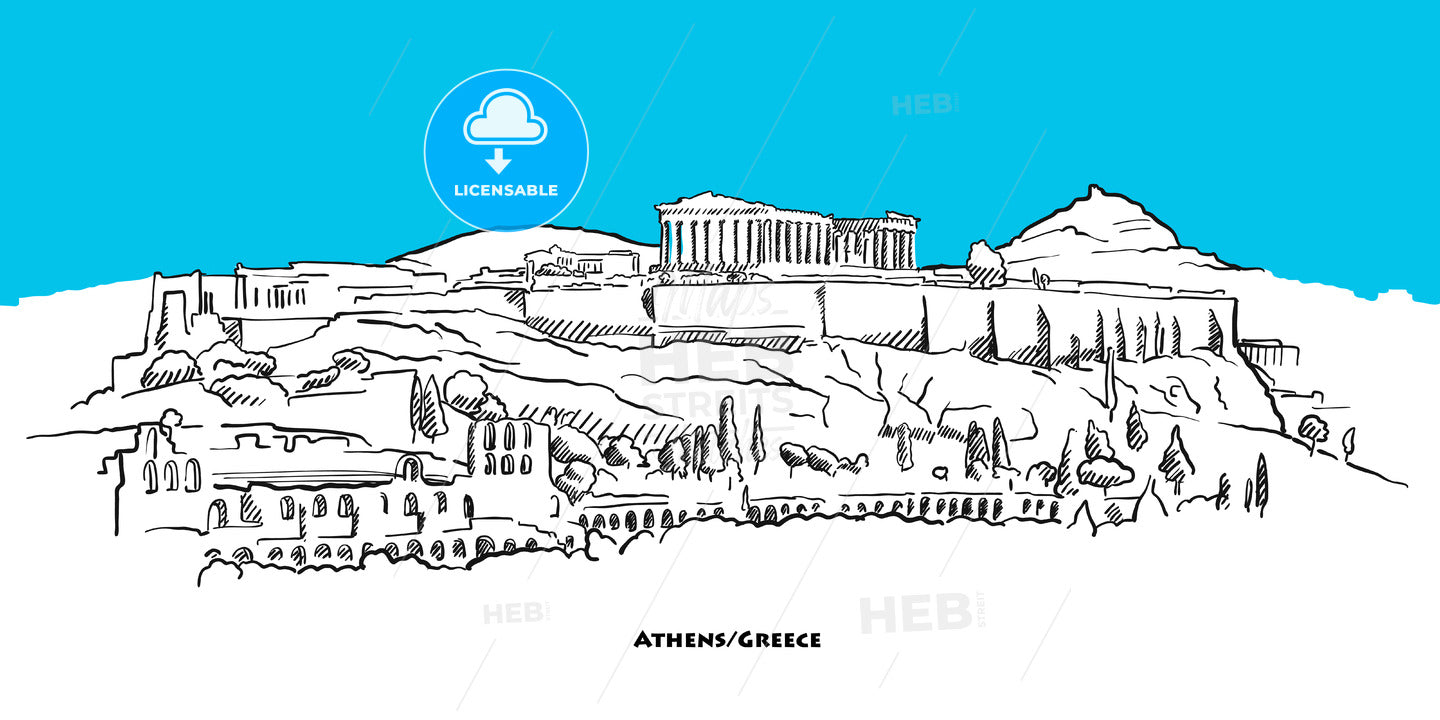 Athens acropolis landmark banner – instant download
