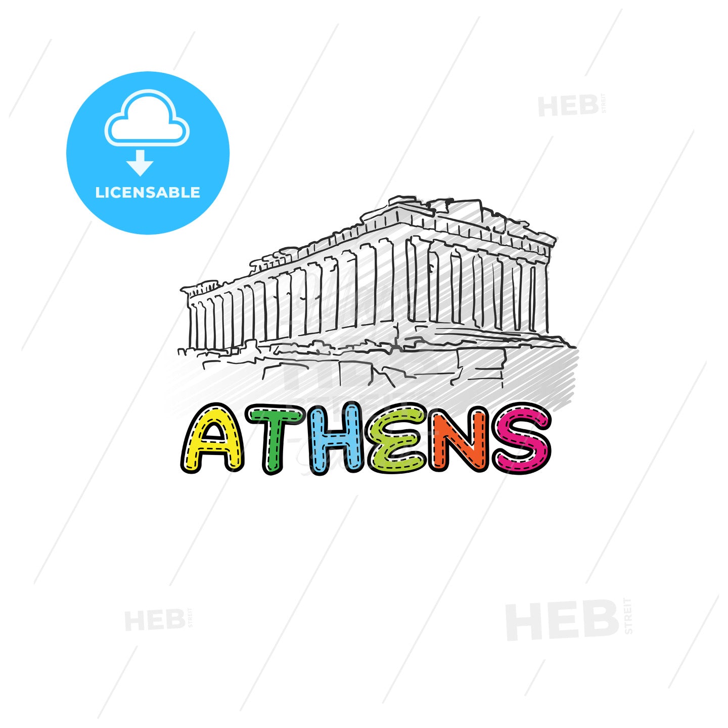 Athens beautiful sketched icon – instant download