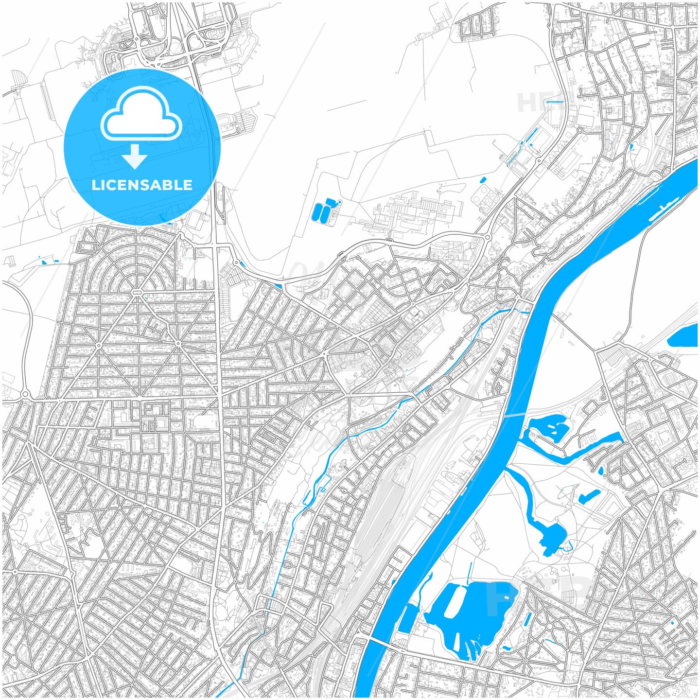 Athis-Mons, Essonne, France, city map with high quality roads.