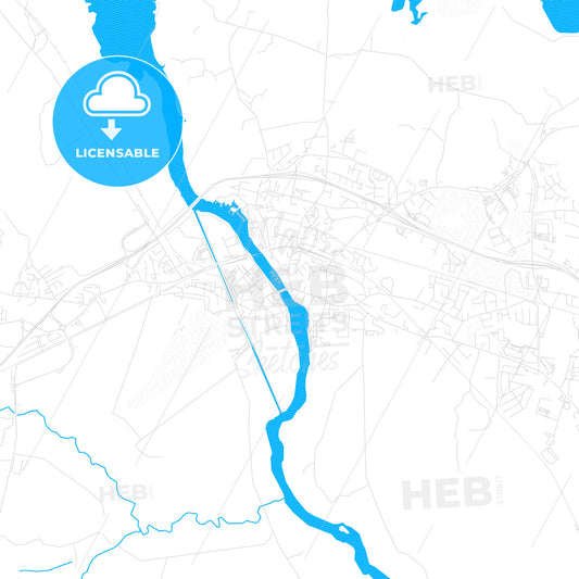 Athlone, Ireland PDF vector map with water in focus