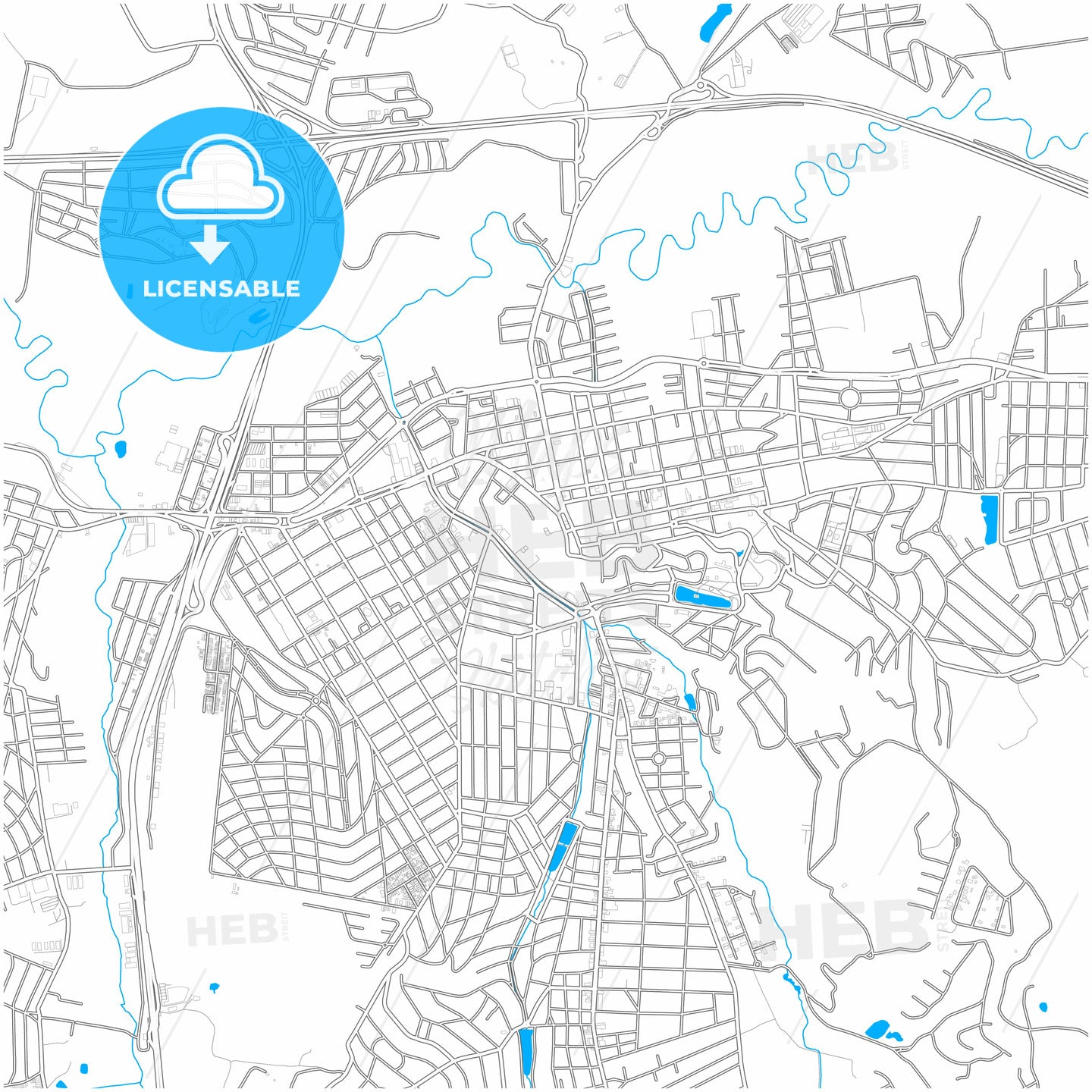 Atibaia, Brazil, city map with high quality roads.