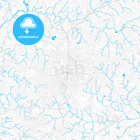 Atlanta, Georgia, United States, PDF vector map with water in focus