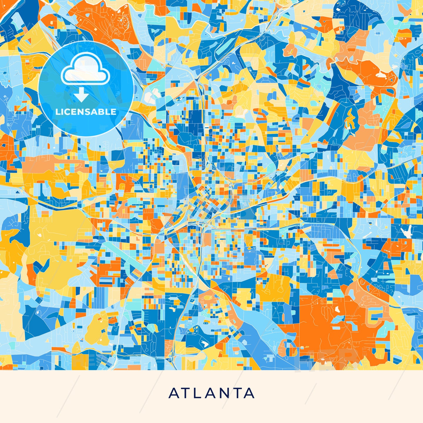 Atlanta colorful map poster template