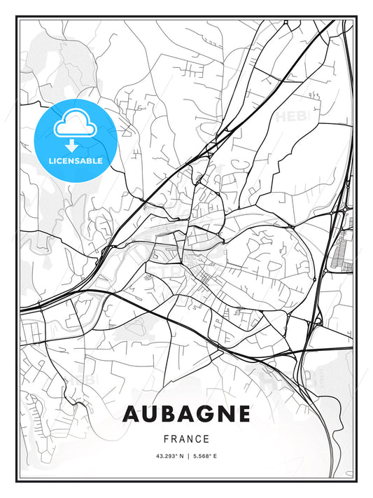 Aubagne, France, Modern Print Template in Various Formats - HEBSTREITS Sketches