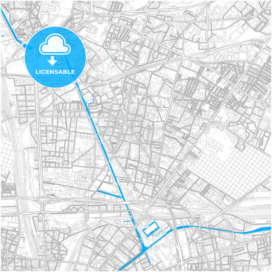 Aubervilliers, Seine-Saint-Denis, France, city map with high quality roads.