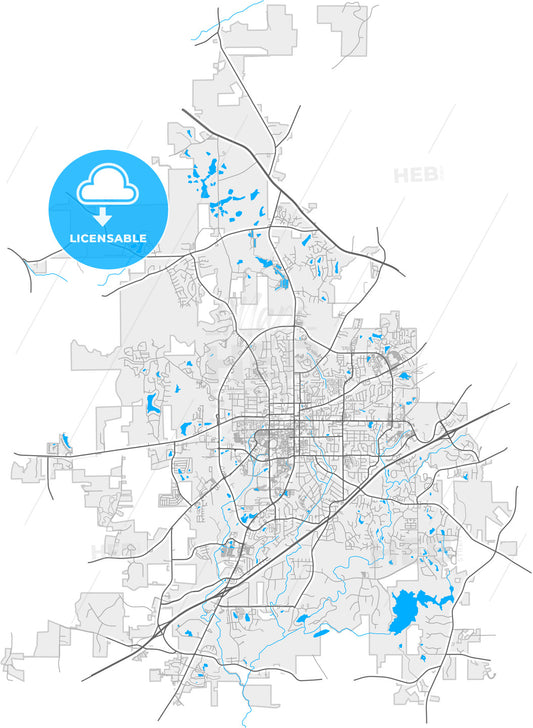 Auburn, Alabama, United States, high quality vector map