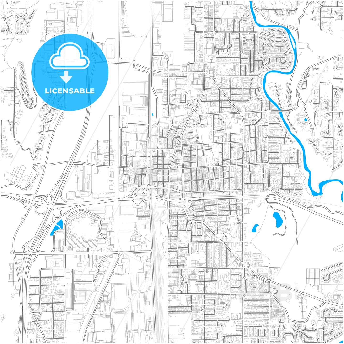 Auburn, Washington, United States, city map with high quality roads.