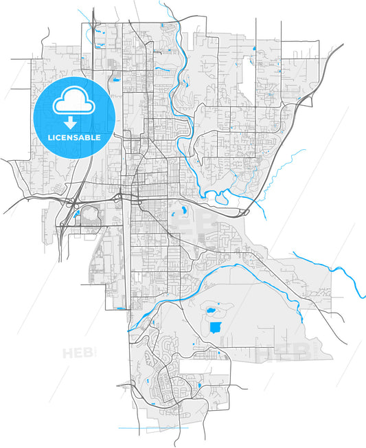 Auburn, Washington, United States, high quality vector map