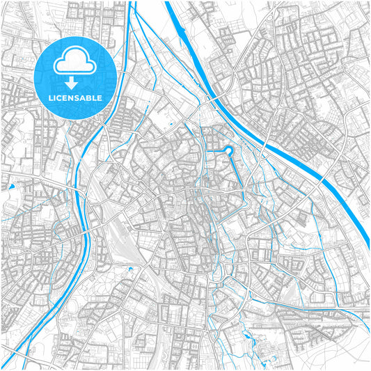 Augsburg, Bavaria, Germany, city map with high quality roads.