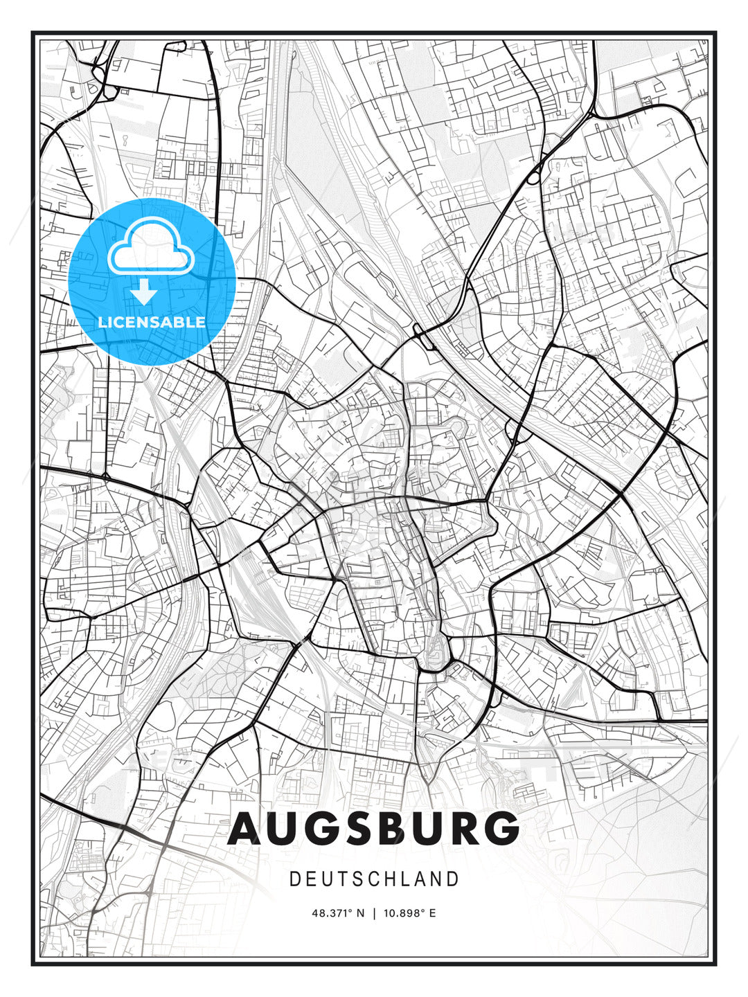 Augsburg, Germany, Modern Print Template in Various Formats - HEBSTREITS Sketches