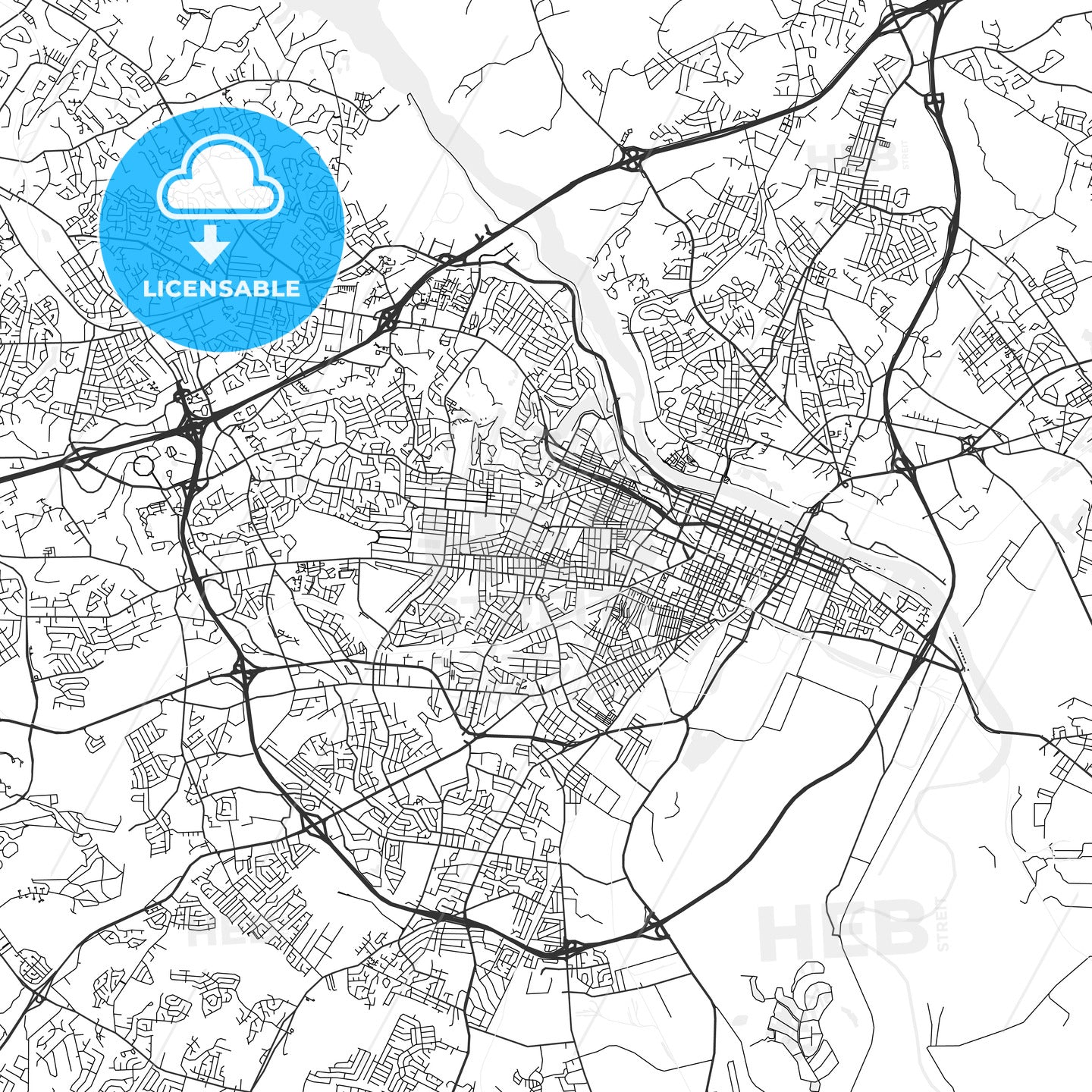 Augusta, Georgia - Area Map - Light