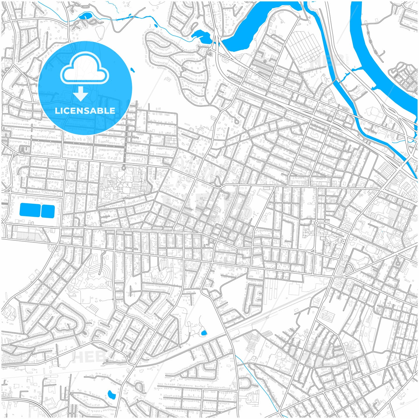 Augusta, Georgia, United States, city map with high quality roads.