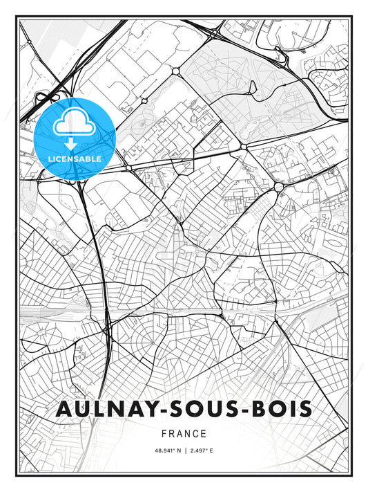 Aulnay-sous-Bois, France, Modern Print Template in Various Formats - HEBSTREITS Sketches