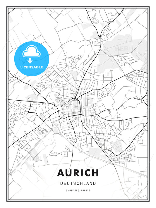 Aurich, Germany, Modern Print Template in Various Formats - HEBSTREITS Sketches