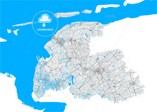 Aurich, Lower Saxony, Germany, high quality vector map