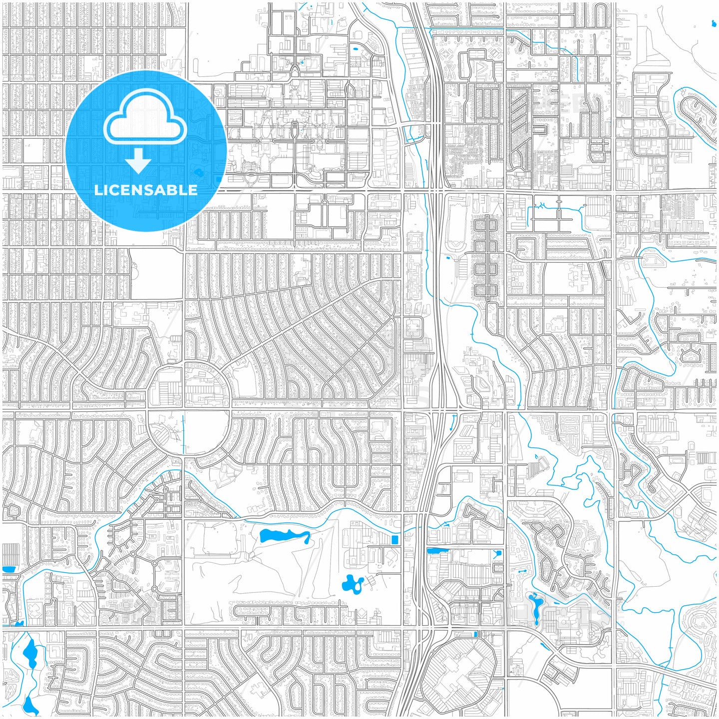 Aurora, Colorado, United States, city map with high quality roads.