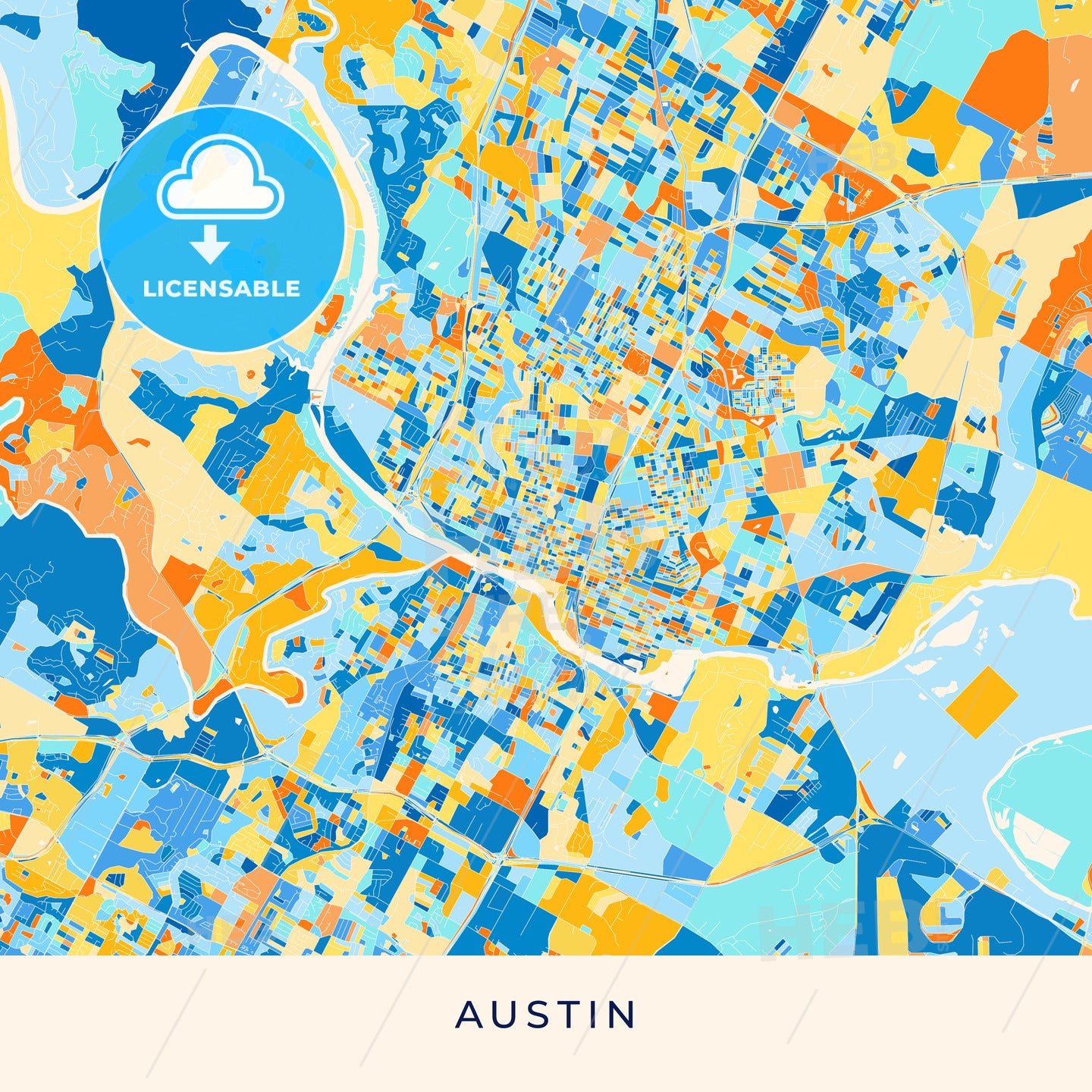 Austin colorful map poster template