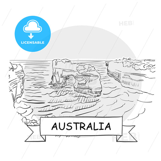 Australia hand-drawn urban vector sign – instant download