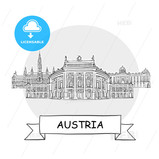Austria hand-drawn urban vector sign – instant download