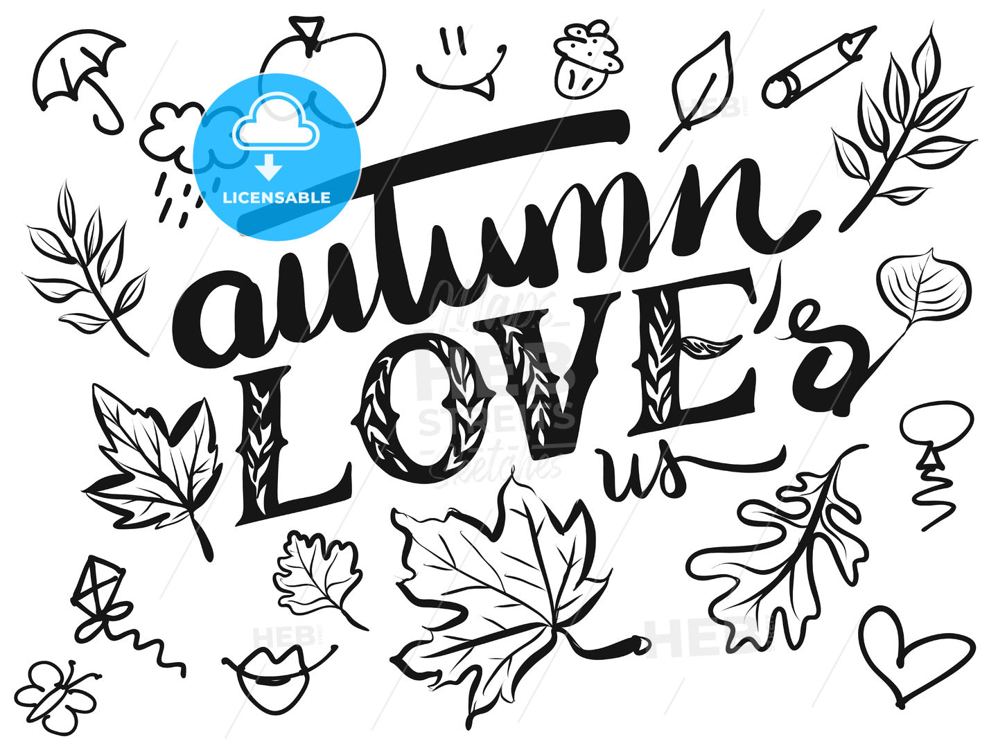 Autumn Loves us Typo and Icons – instant download
