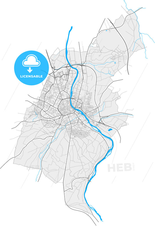 Auxerre, Yonne, France, high quality vector map