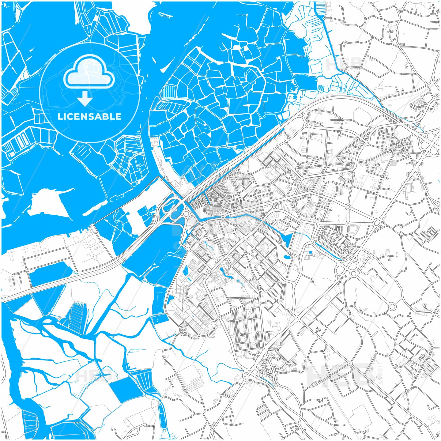 Aveiro, Aveiro, Portugal, city map with high quality roads.