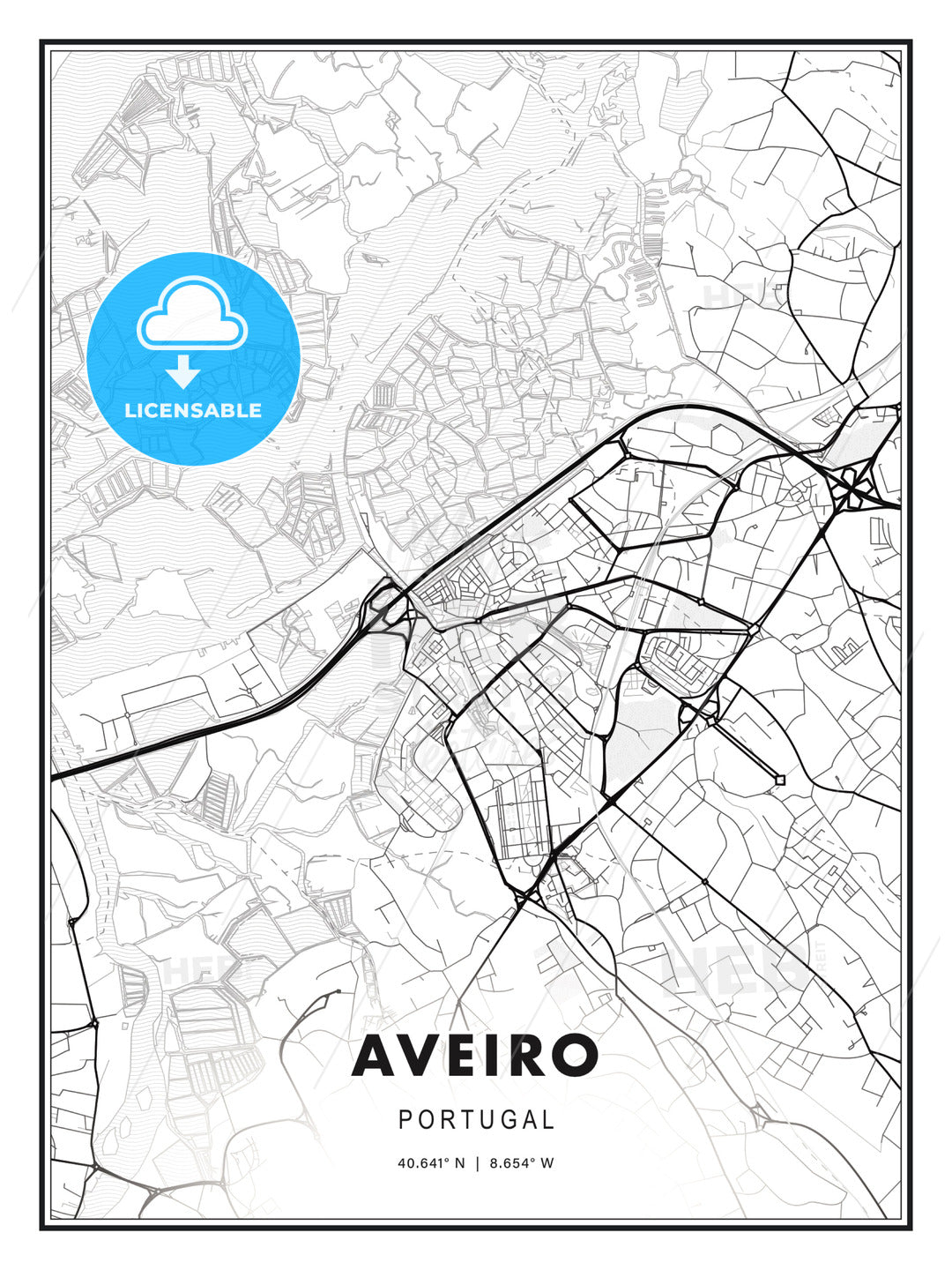Aveiro, Portugal, Modern Print Template in Various Formats - HEBSTREITS Sketches