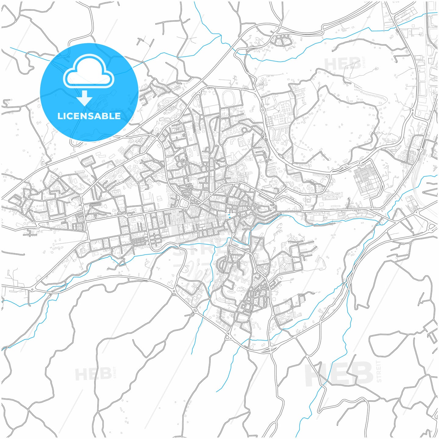 Avellino, Campania, Italy, city map with high quality roads.