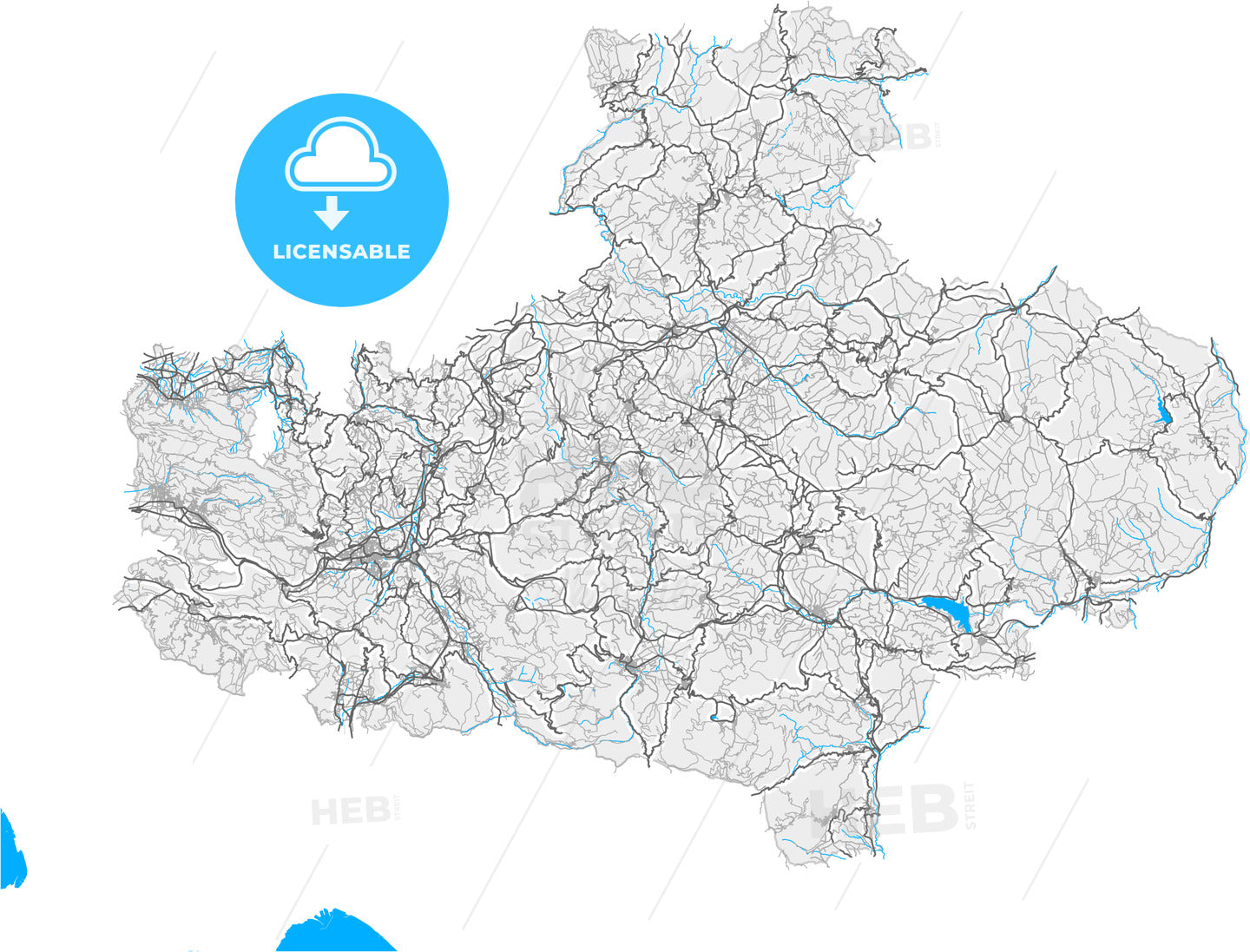 Avellino, Campania, Italy, high quality vector map