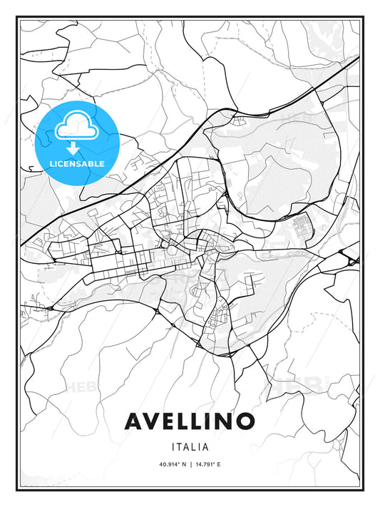 Avellino, Italy, Modern Print Template in Various Formats - HEBSTREITS Sketches